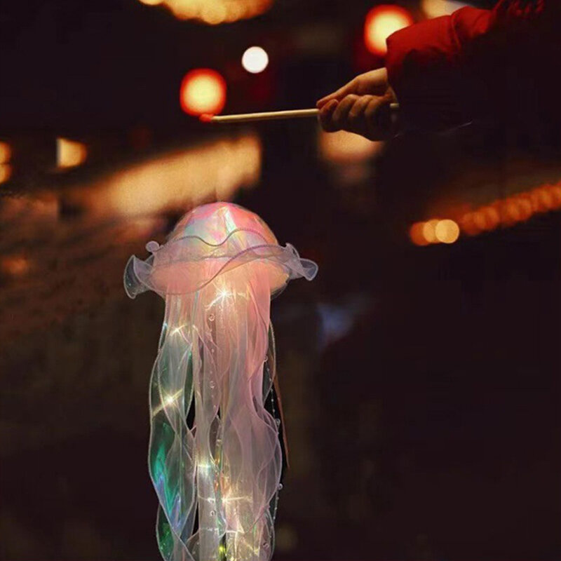 C5 DIY Jellyfish Lâmpada Cor Lanterna Sereia Jellyfish Luz Lanterna Meninas Feliz Under The Sea Theme Birthday Party Decor Presentes