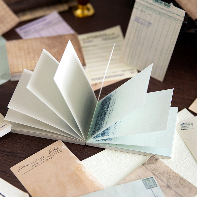 60 buah Memo Pad antik sastra tiket romantis bahan menulis latar belakang DIY dekorasi Sekolah Kertas Scrapbook 80*55MM