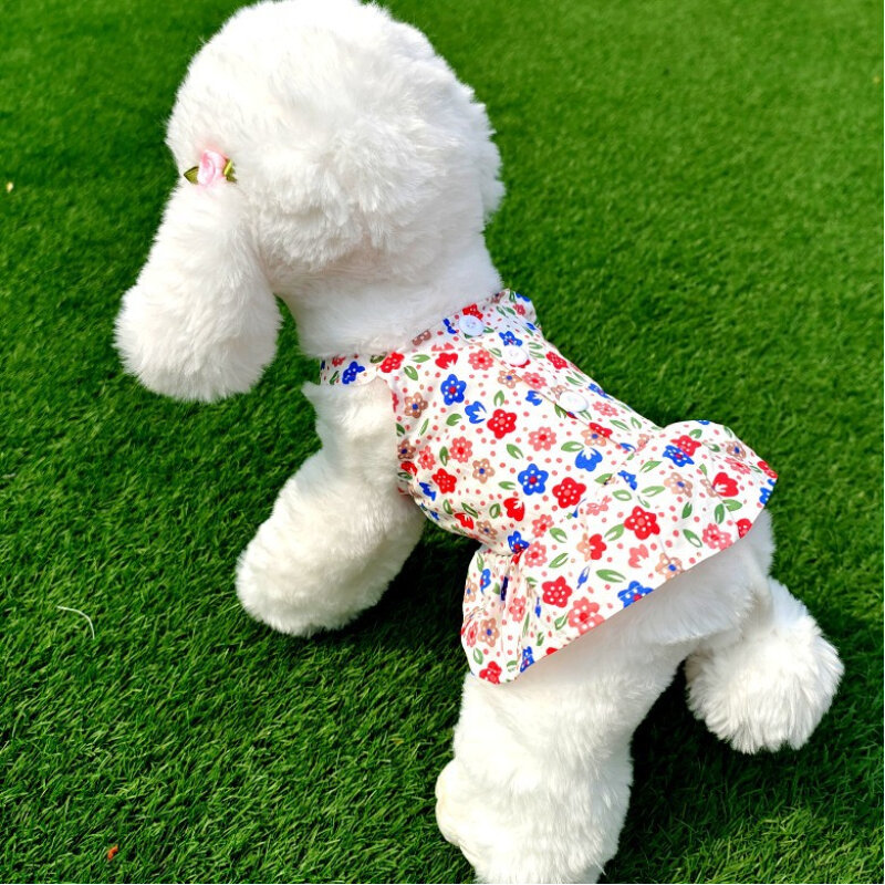 Vestido de princesa Floral para perro, ropa para mascotas, falda fina con estampado lindo de Bichón, Yorkshire, cachorro y gato, primavera y verano