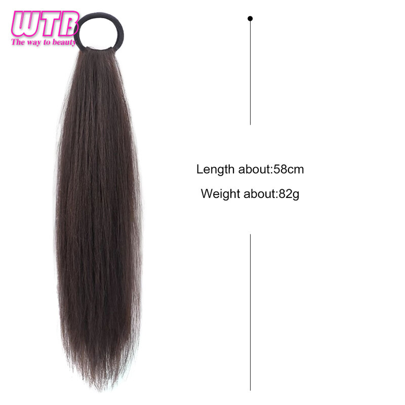 WTB-peruca de rabo de cavalo sintético para fêmea, tipo cinta integrada, cabelo liso, laço alto, trança baixa