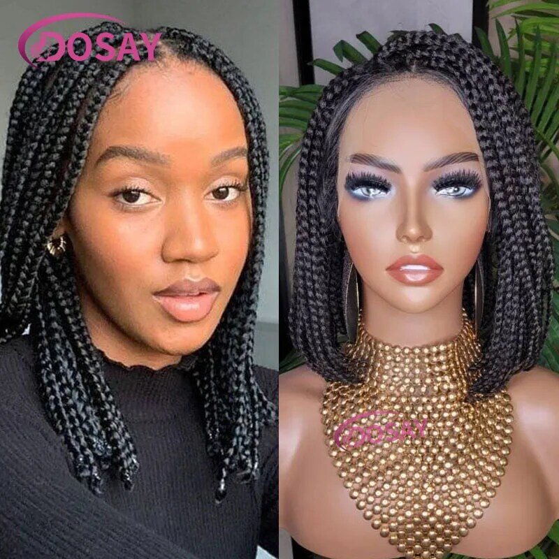 Dosay Short Bob Braided Wigs Knotless Full Lace Frontal Wig Box Braided Wigs For Black Women Synthetic Lace Front Wig 10 Inch