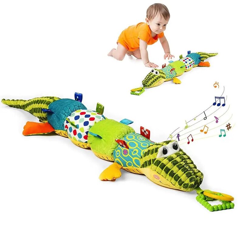 Juguetes sensoriales de animales de peluche para bebé, muñeco de cocodrilo con sonajero para calmar la barriga, juguetes para recién nacidos, niños y niñas, Envío Gratis