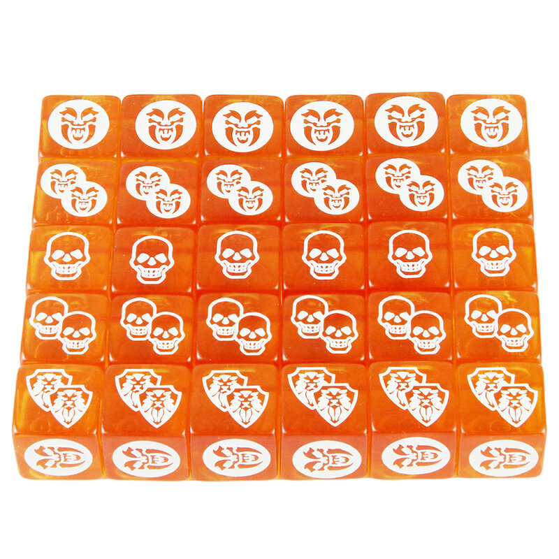 게임 주사위 4 개-10 개 D6 주사위 투명 오렌지 보드 게임 테이블 게임용, 흰색 패턴