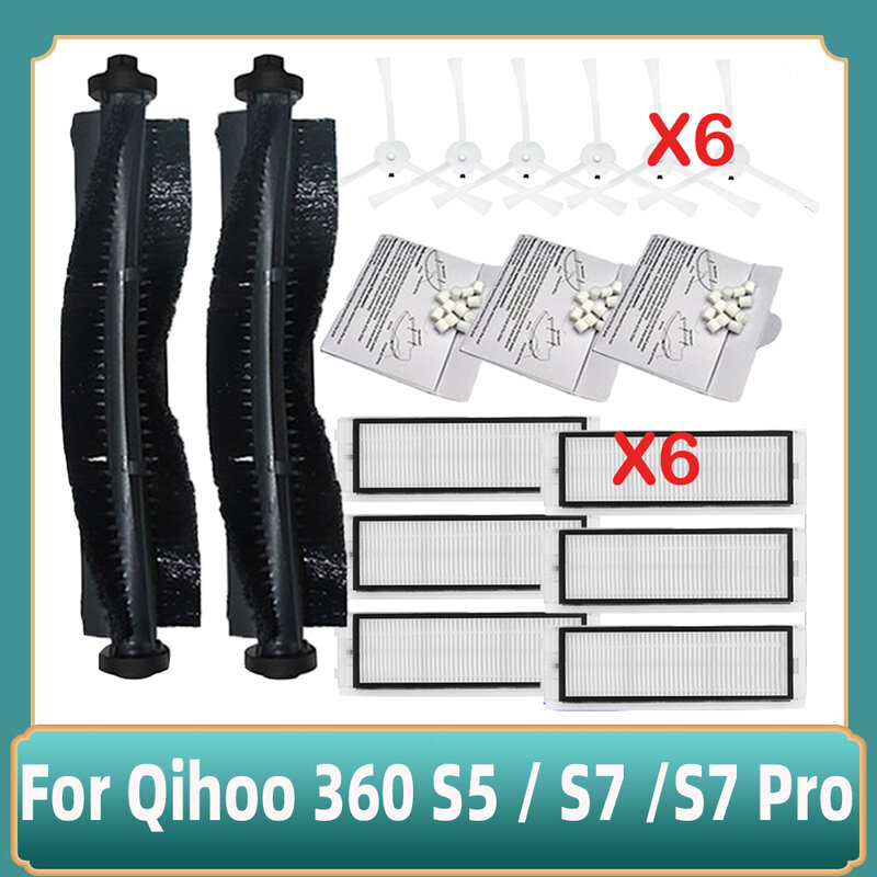Für qihoo 360 s5/s7/s7 pro roboter vakuum hauptrolle seiten bürste hepa wasserfilter zubehör teile