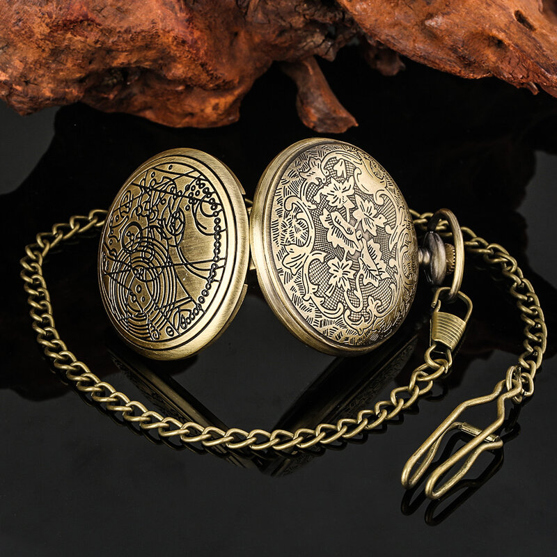 Doutor do mistério relógio de bolso antigo número romano fob relógio steampunk pingente corrente relógio colar melhor presente para o homem mulher