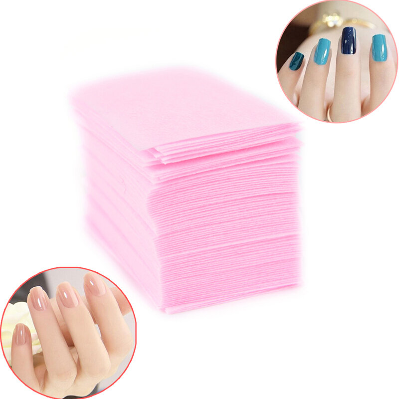 Toallitas sin pelusa para manicura y pedicura, almohadillas de papel para quitar esmalte de uñas, color rosa, 100 piezas