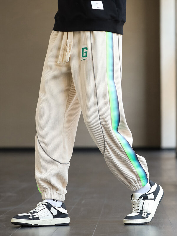 Plus Size Men's Sweatpants Corduroy Joggers Fashion Gradient Color Streetwear Baggy Harem Pants Casual Jogger Trousers 8XL