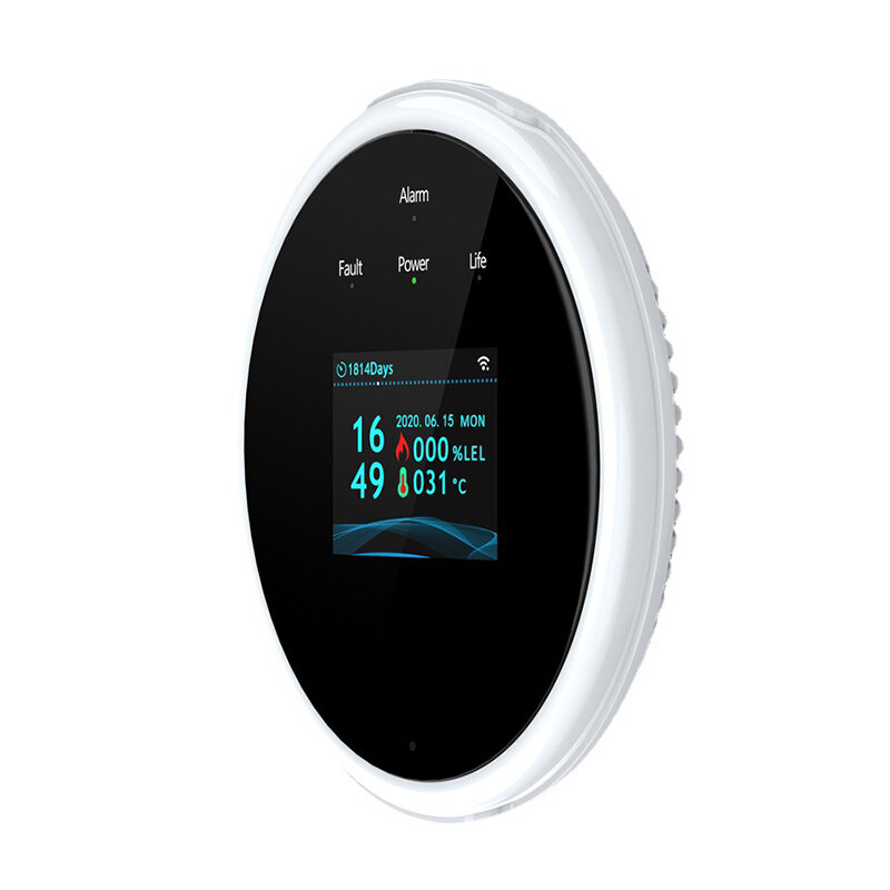 Tuya Wifi Gaslekdetector Aardgas Lpg Temperatuur Alarm Stem Prompt App Notificatie Koppelklep Voor Smart Home