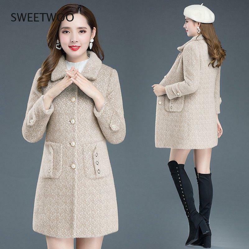 2022 novo casaco de lã moda casaco de lã casacos de lã feminino imitação vison veludo jaqueta outono inverno