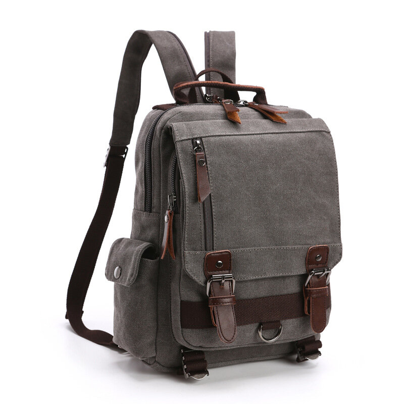 New Fashion Canvas Backpack Outdoor Travel Chest Bag Large Capacity Oblique Backpack Men's Shoulder Bag Backpack