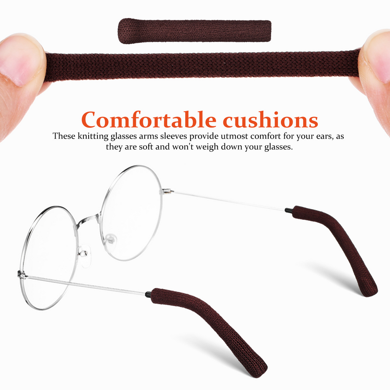 Kacamata rajut lengan pendek, kacamata pelindung telinga rajut, lengan kain, penahan lengan kacamata antiselip, 3 pasang