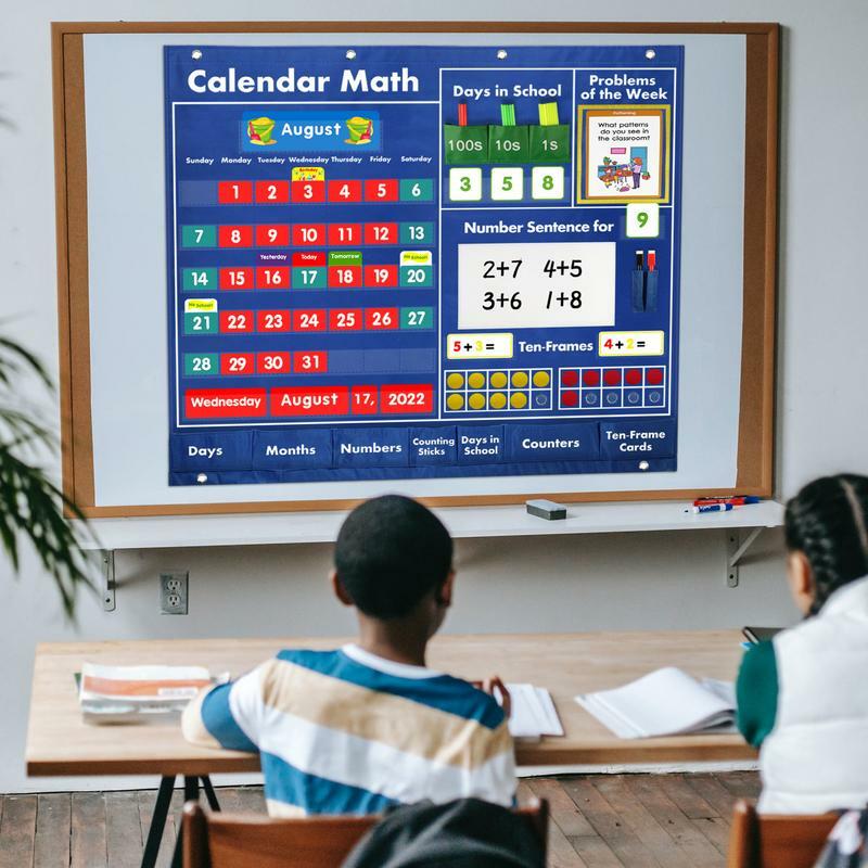 Calendar Pocket Chart Math Pocket Calendar For Students Colorful Classroom Calendar With Word Cards Activity Cards Reusable