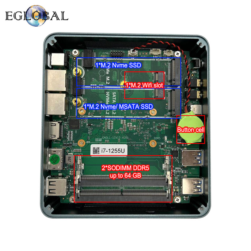 EGLOBAL Mini PC Gaming Intel Core i7 13th Gen Max 64G DDR5 Max 2TB NVMe Windows 11 Wifi 6 Type-C Desktop Computer Gaming