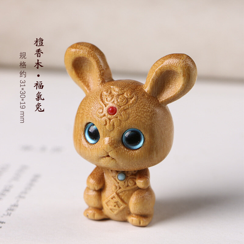 2 Stück Hase Mini niedlichen natürlichen Sandelholz DIY Cartoon große Augen niedlichen Kaninchen Ornamente Büro zubehör Geschenk