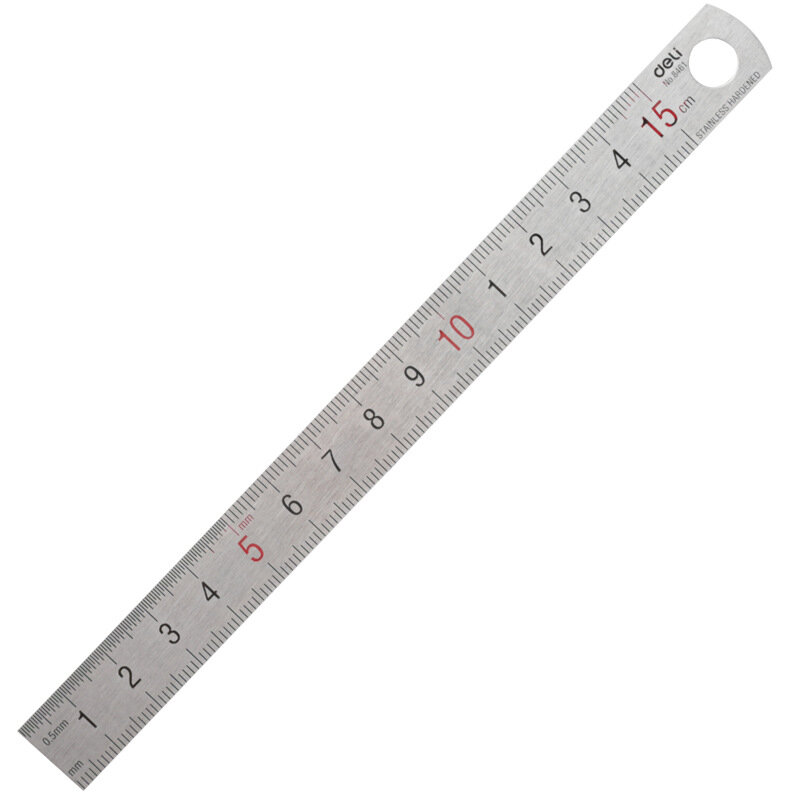 Deli 15cm regla recta de acero inoxidable herramienta de medición de arte artista estudiante papelería regalo Oficina escuela suministro