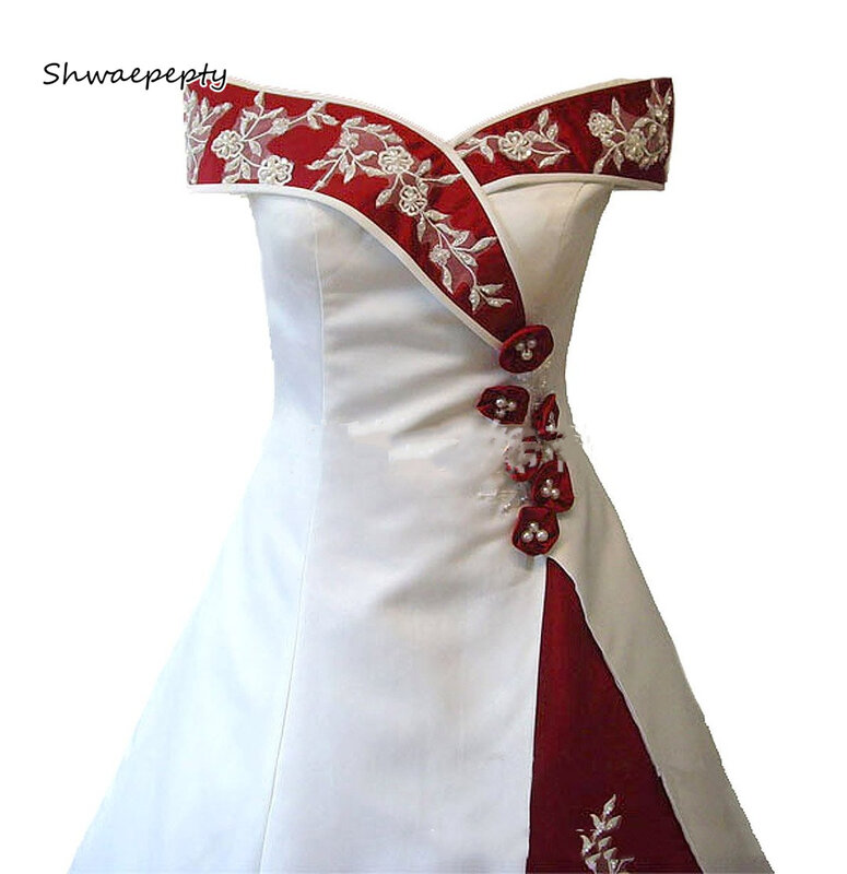 Vestido de novia blanco y rojo con clase 2022, apliques de encaje de flores 3D, una línea, vestidos de novia largos sin mangas, vestidos de novia Vintage personalizados