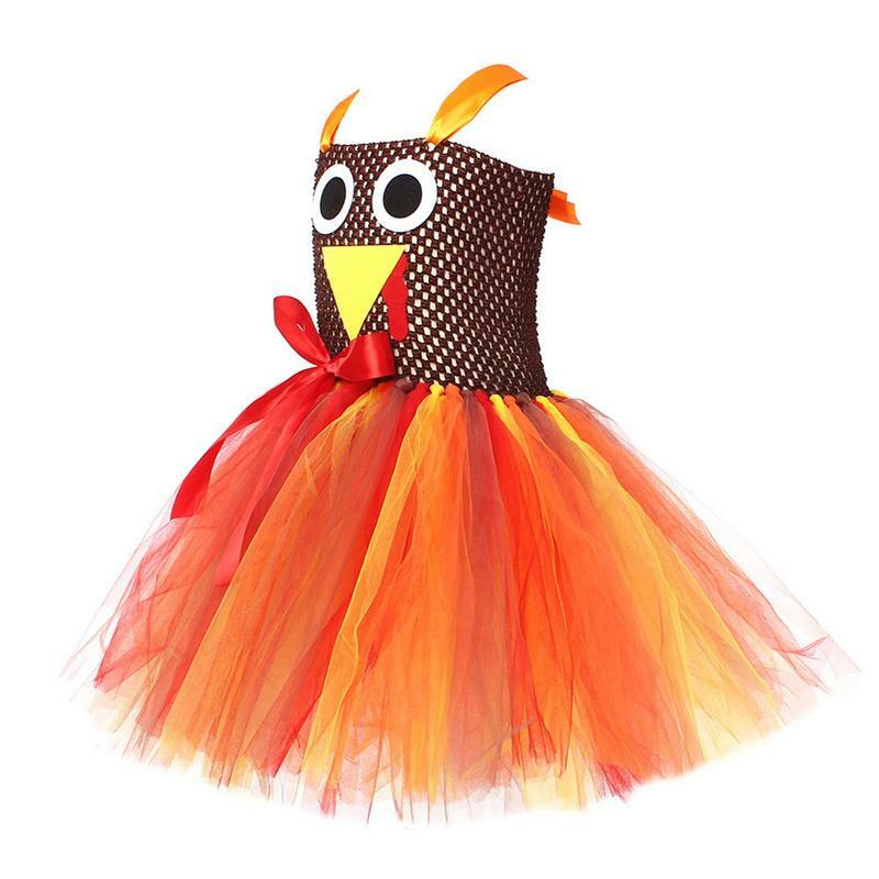 Thanksgiving Tutu para crianças, Soft Breathable Girls Bowknot Dress com Headband, Kids Cosplay Clothes, Cute Holiday Costumes