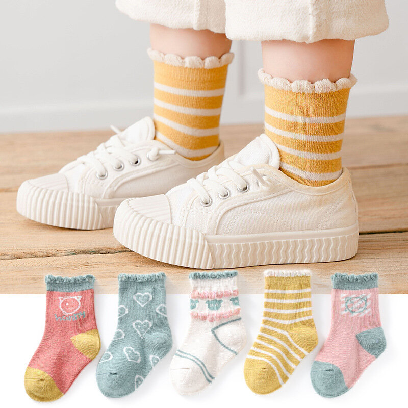 5 Paris/Lot Children Socks for Girls Boys Spring Autumn Lovely Cute Cat Bear Cartoon Stocking Children Clothes Accessories