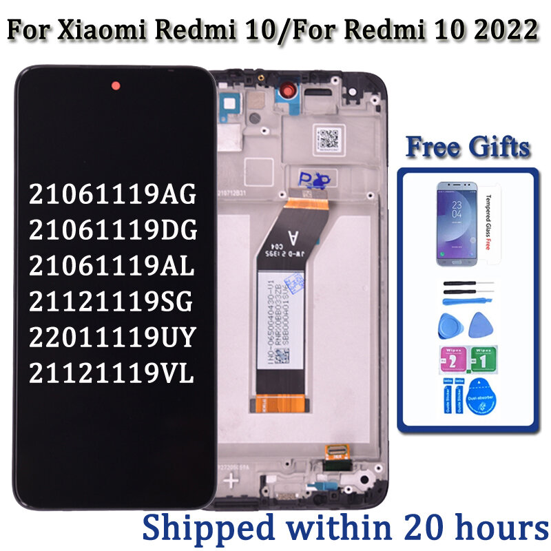 For Xiaomi Redmi 10 LCD Display Touch Screen Digitizer Assembly Pantalla For Redmi 10 2022 21061119AG LCD Frame