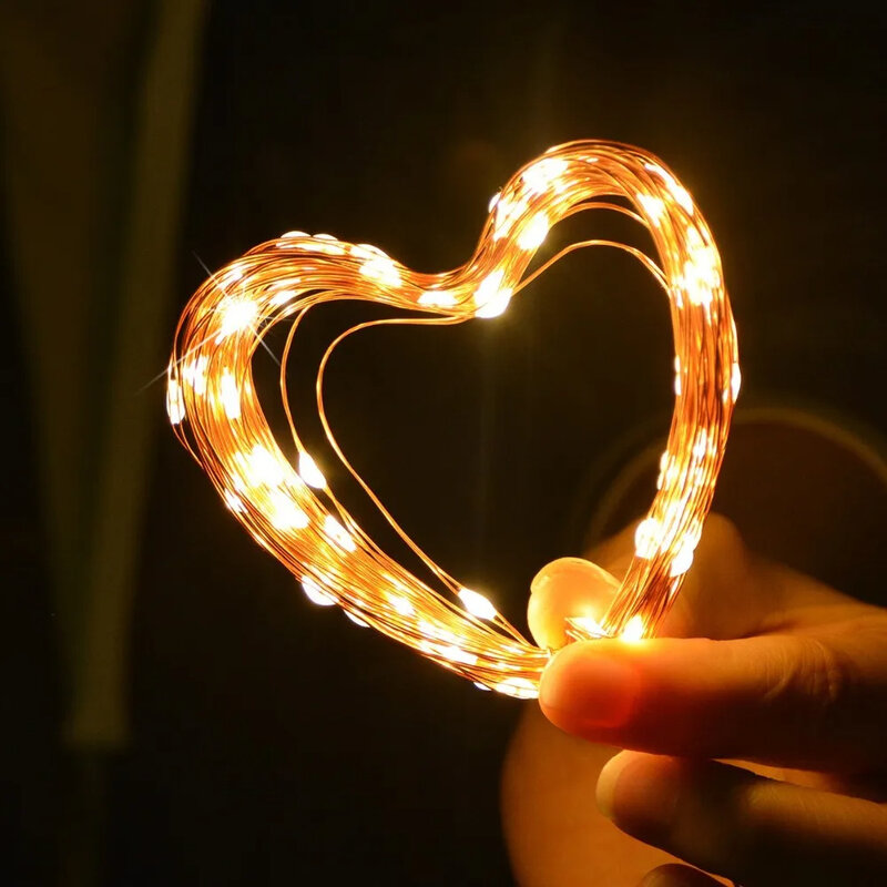 Guirxiété lumineuse LED en fil de cuivre étanche, fil d'argent, lumières dégradées, Noël, fête de mariage, 2m, 3m, 5m, 10m