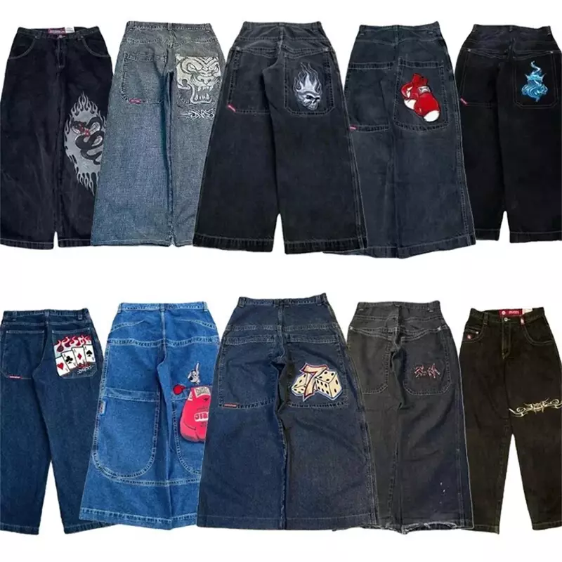 JNCO-pantalones vaqueros holgados Y2K para hombre y mujer, Jeans bordados Vintage de alta calidad, ropa de calle gótica de Hip Hop, Harajuku, Jeans de pierna ancha informales