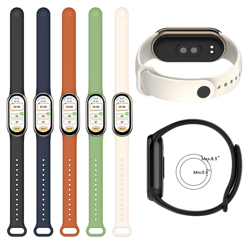 Siliconen Horlogeband Voor Xiaomi Mi Band 8-8 Nfc Vervanging Miband8 Riem Sport Armband Smart Band 8 Waterdichte Bandaccessoires