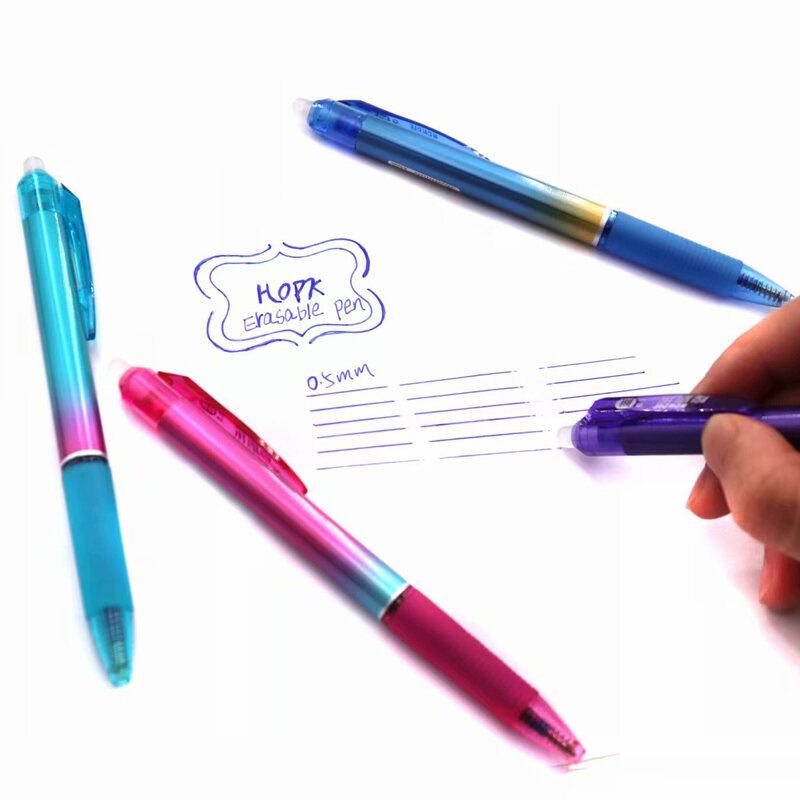 Bolígrafo borrable de color arcoíris, bolígrafo de prensa de tinta azul/negra de 0,5mm, suministros de oficina y escuela, papelería, 4 unidades por juego