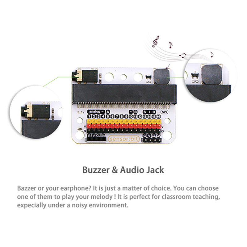 Elecfreeaks mikro: bit Sensor:bit IO papan ekspansi GVS Pin IIC antarmuka Onboard Buzzer Audio Jack untuk anak-anak pemrograman belajar