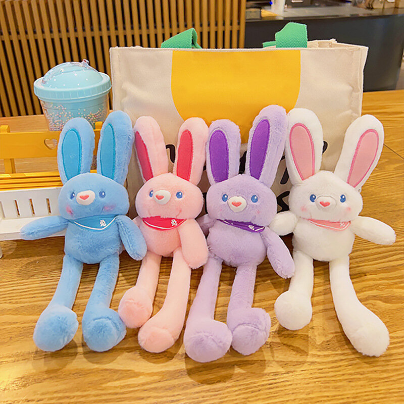 LLavero de peluche de conejo de dibujos animados Kawaii para niños, colgante de mochila de peluche de conejo lindo creativo, regalos de cumpleaños