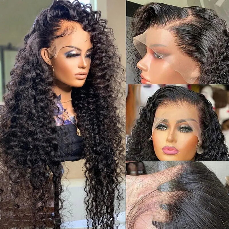 Meodi-Brazilian Pre-arrancadas peruca de renda encaracolada para mulheres, perucas de cabelo humano, peruca frontal de onda profunda, 360 HD, 13x6, 40 in, 13x4