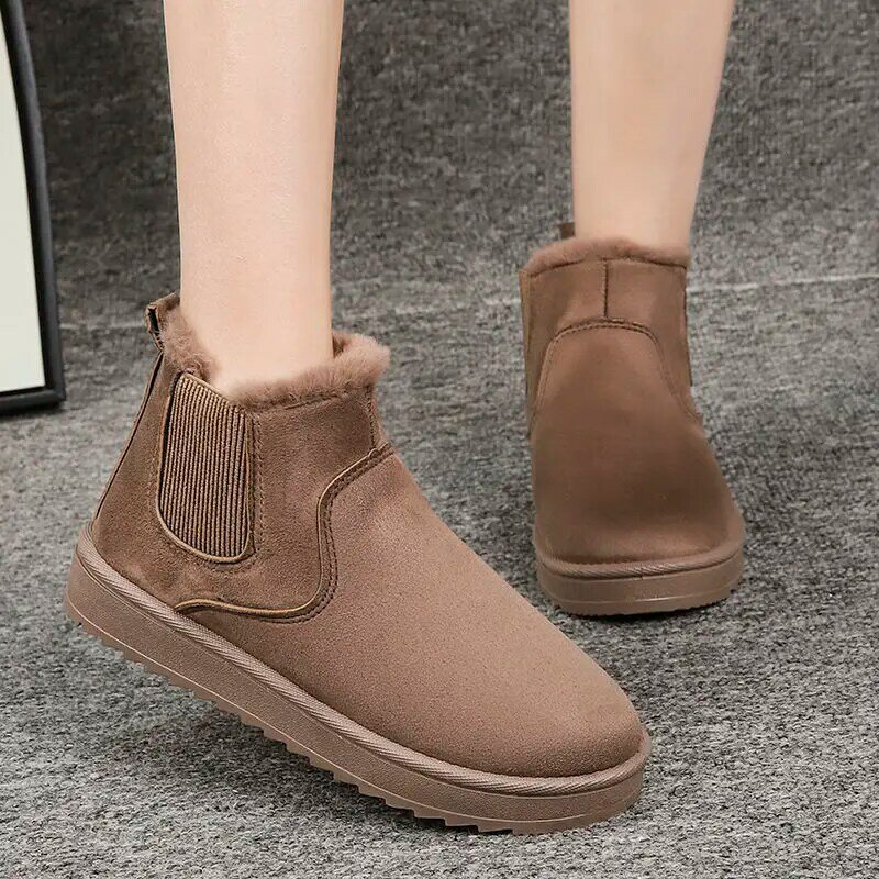 Snow Boots Women's Winter Thick Warm Flat Chelsea Ankle Boots 2021 New Fashion Woman Slip on Cotton Shoes Botines Botas De Mujer