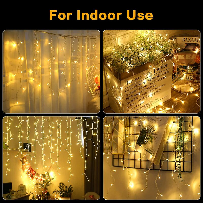 Christmas Decoration 2023 Led Icicle Lights Outdoor New Year 2024 Fairy Light Street Garland On The House Droop 0.5/0.6/0.7M
