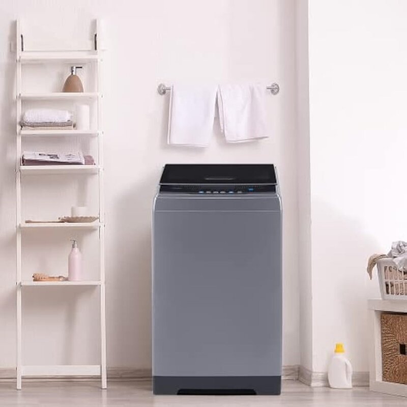 COMFEE' 1.6 Cu.ft mesin cuci portabel, 11lbs kapasitas sepenuhnya otomatis kompak mesin cuci roda, 6 program cuci Laundry