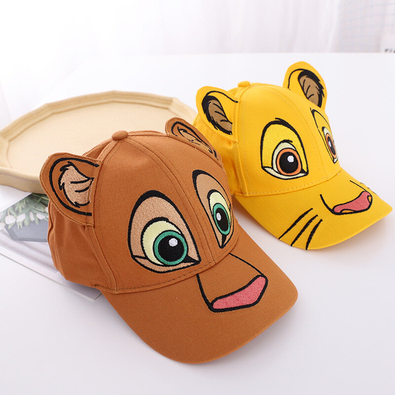 Topi Disney lucu Lion King visor kartun Simba topi bisbol jaring indah topi matahari musim panas untuk anak laki-laki topi bordir Kawaii