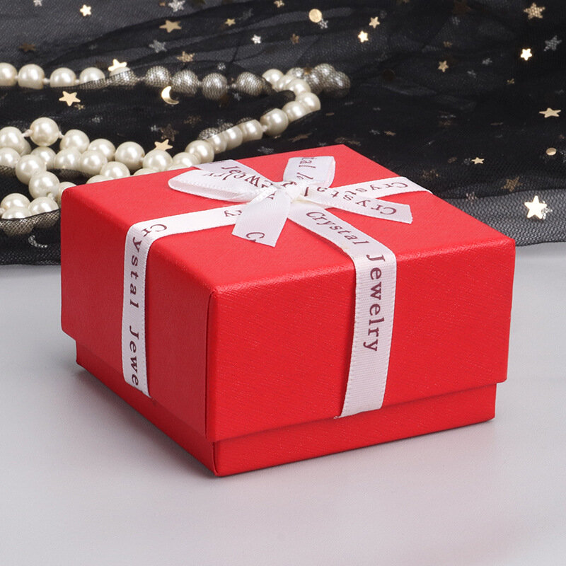 12pcs Ring Packaging Box Paper Necklace Jewelry Bow Gift Box 7*7 Square Earring Storage Box Cardboard Jewelry Set Gift Box