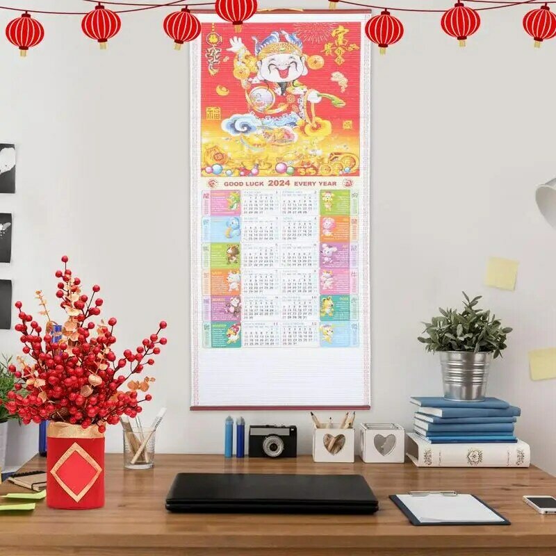 2024 chiński nowy rok kalendarzowy rok kalendarzowy smoka chiński kalendarz ścienny zwój do szkoły w domu powodzenia dobrobyt