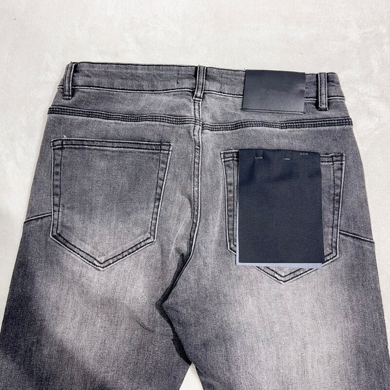 ROCA-Jeans retrô antigo masculino, cintura baixa, calça apertada na moda casual, jeans roxo, diamantes, qualidade superior, moda, 2024ss