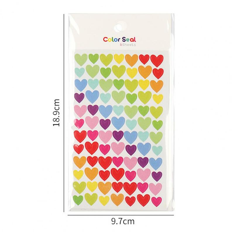 6 folhas diy adesivo personalizado decorativo arco-íris cor flor estrela amor coração forma redonda scrapbooking adesivo para manual