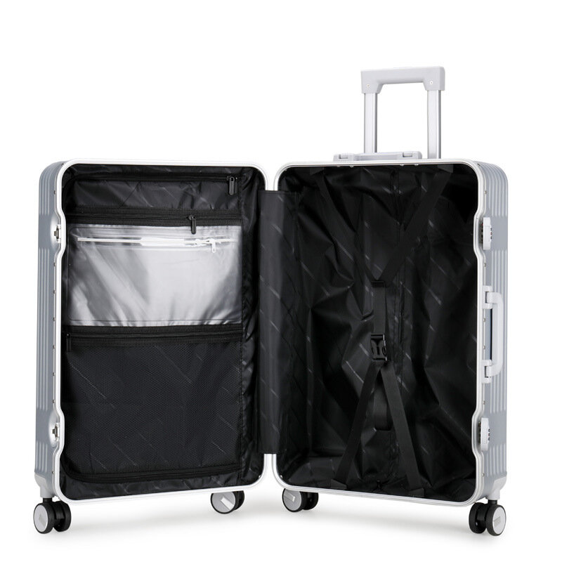 High End Travel Round Lock Frame Trolley Case Wear-Resistant Luggage Universal Wheel Leather Case Boarding Case Travel Suitcas