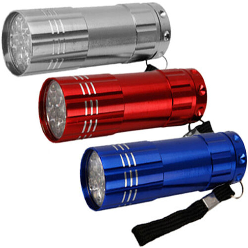 9LED UV Flashlight Powerful Small Camping Torch Ultra-high Brightness Flash Light Lamp
