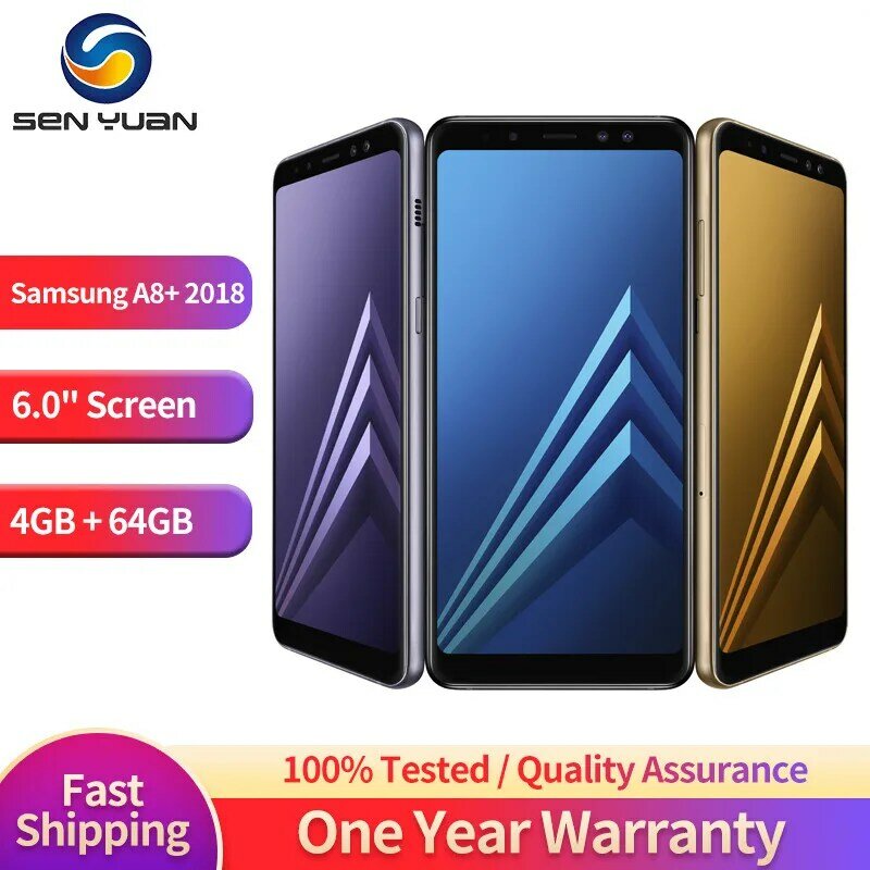 SAMSUNG-Authentique smartphone Galaxy A8 + (2018) A730F, téléphone portable, 4 Go de RAM, 64 Go de ROM, processeur Epi6.0, octa-core, caméra 16 Mpx