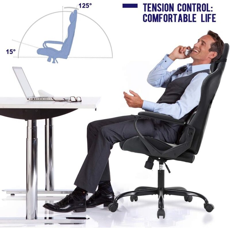 BestOffice игровой стул с высокой спинкой, компьютерный офисный стул, компьютерный гоночный стул из искусственной кожи, эргономичное кресло