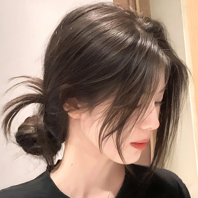 Frangia di capelli umani naturali frangia laterale per le donne 3D parte centrale frangia falsa estensioni Clip-in posticci invisibili capelli umani