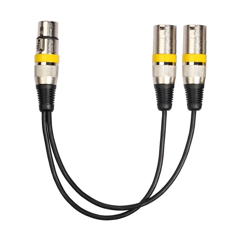 3Pin XLR Female Jack To Dual 2 Male Plug Y Splitter 30cm Adapter Cable Wire for Amplifier Speaker Headphone Mixer