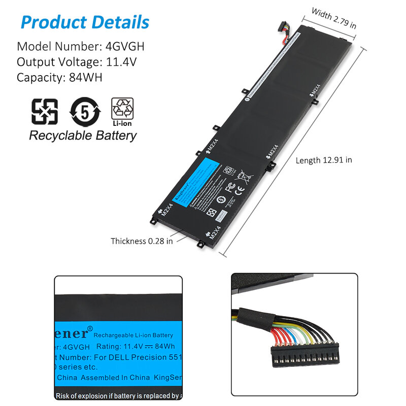 KingSener RRCGW 4GVGH Laptop Battery For Dell XPS 15 9550 Precision 5510 Series M7R96 62MJV Free Tools