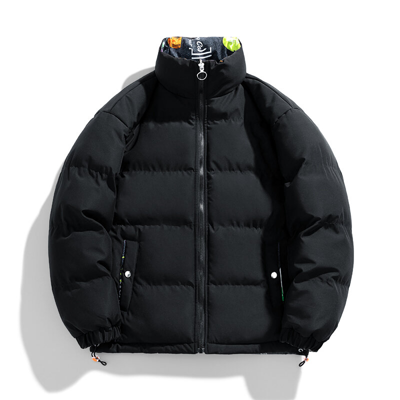 남성용 럭셔리 브랜드 패딩 재킷, 단색 칼라 패션 캐주얼 양면 면 코트, 패딩 따뜻한 남성 의류