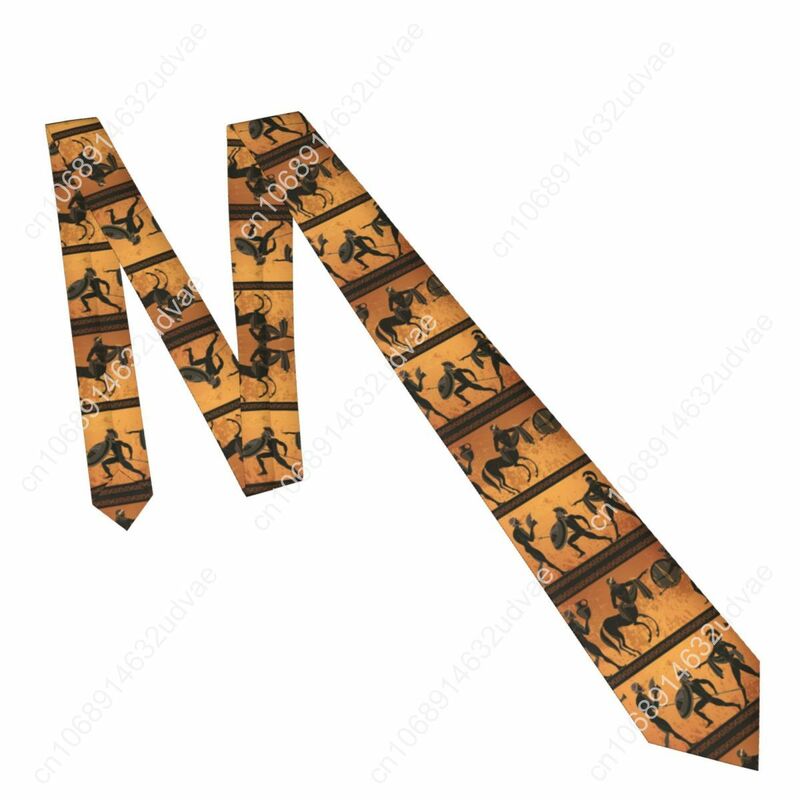 Мужской тонкий галстук с изображением Древней Греции, галстук с изображением древней греческой мифологии, мужской галстук в свободном стиле для свадьбы