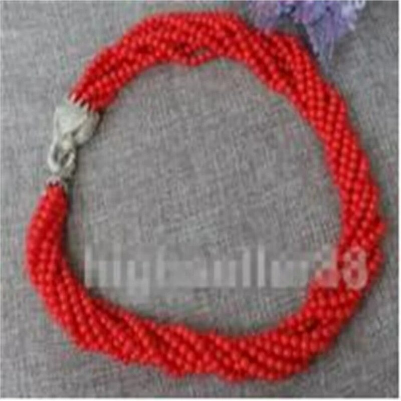 8strds Red Coral Round necklace Free shipping