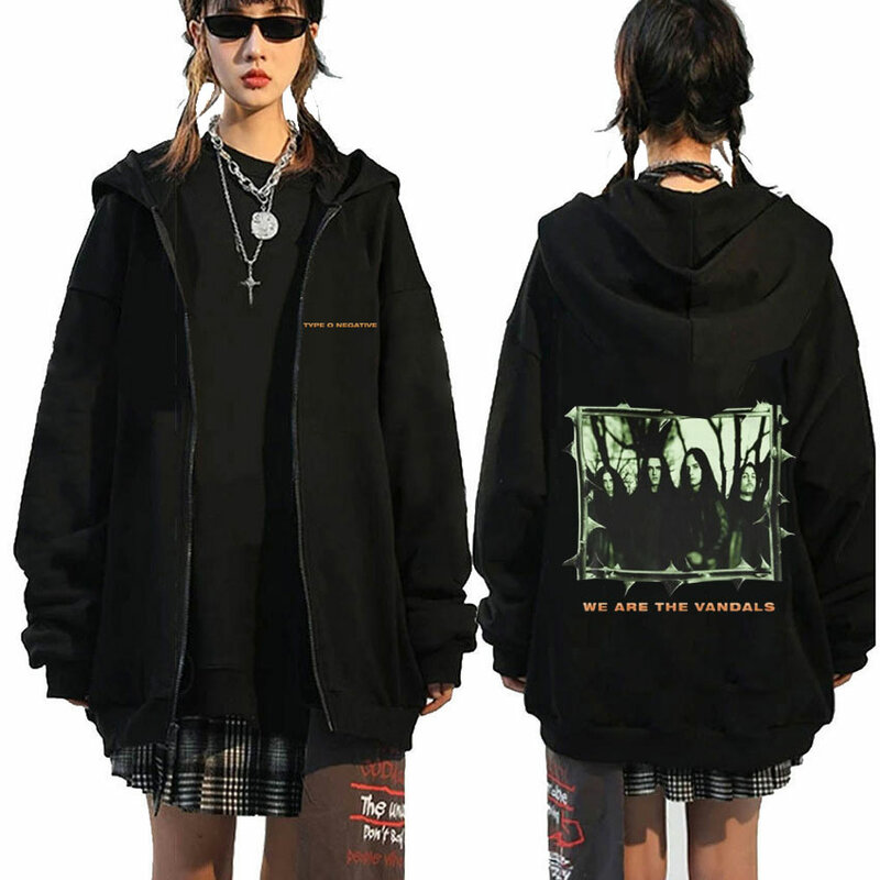 Sudadera con capucha de banda de Rock para hombre y mujer, chaqueta con cremallera, Estilo Vintage, informal, Oversize