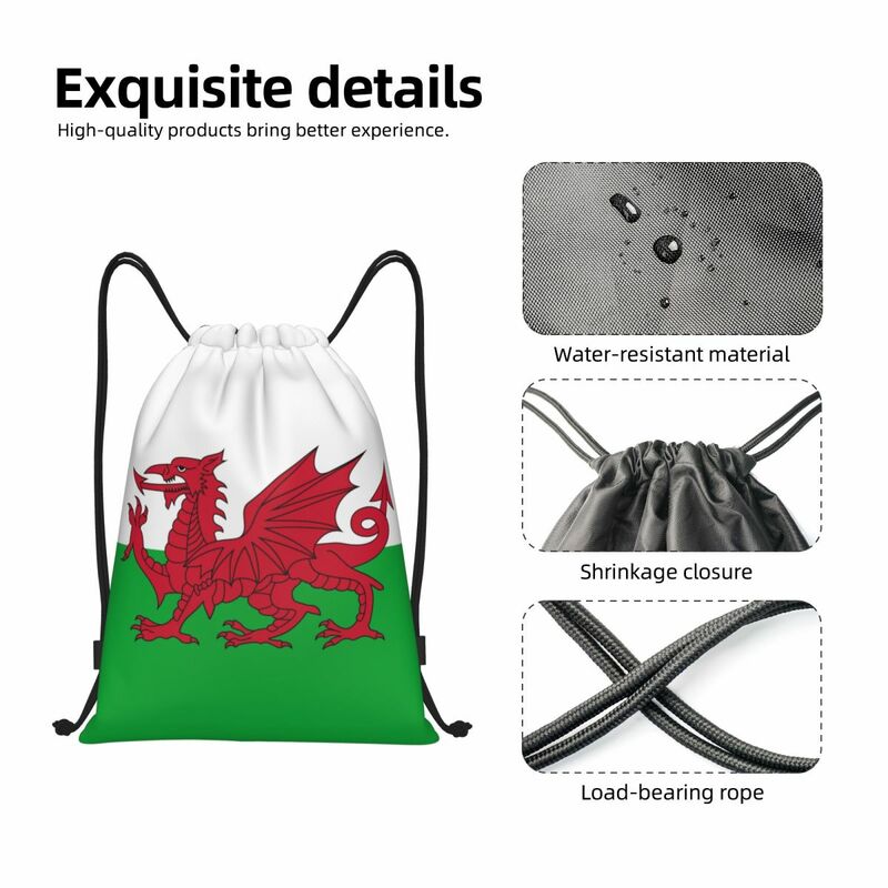 Bolsa con cordón personalizada de la Bandera de Gales para entrenamiento, mochilas de Yoga para hombres y mujeres, dragón galés, deportes, gimnasio, Sackpack